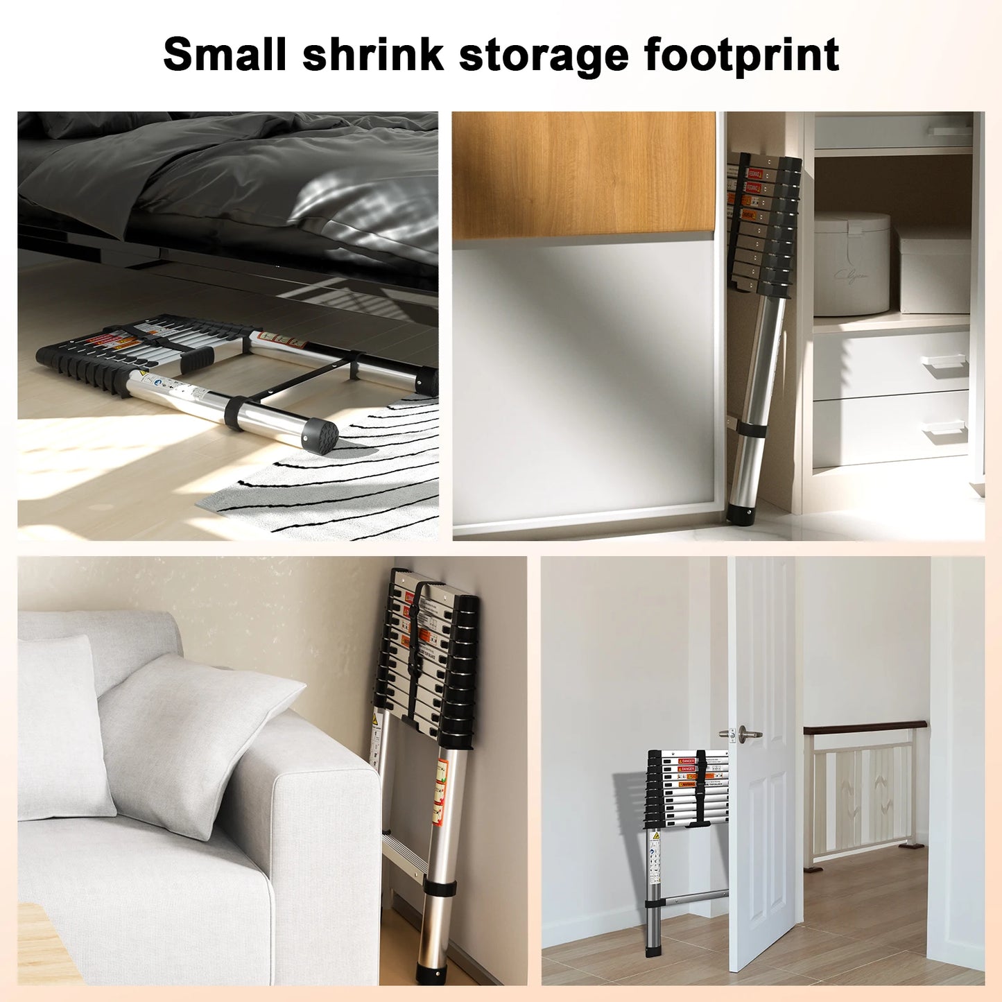 Telescopic Stainless Steel Ladder – 150kg Capacity, Extendable Folding Ladder for Home, Roof, RV & Maintenance
