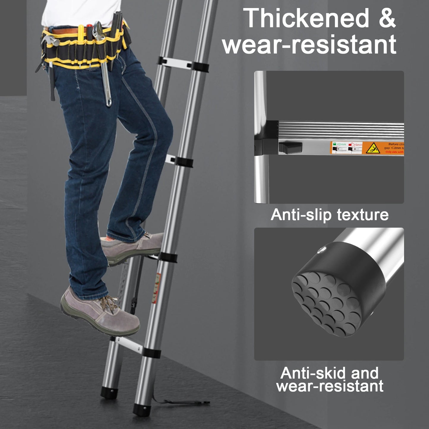 Telescopic Stainless Steel Ladder – 150kg Capacity, Extendable Folding Ladder for Home, Roof, RV & Maintenance