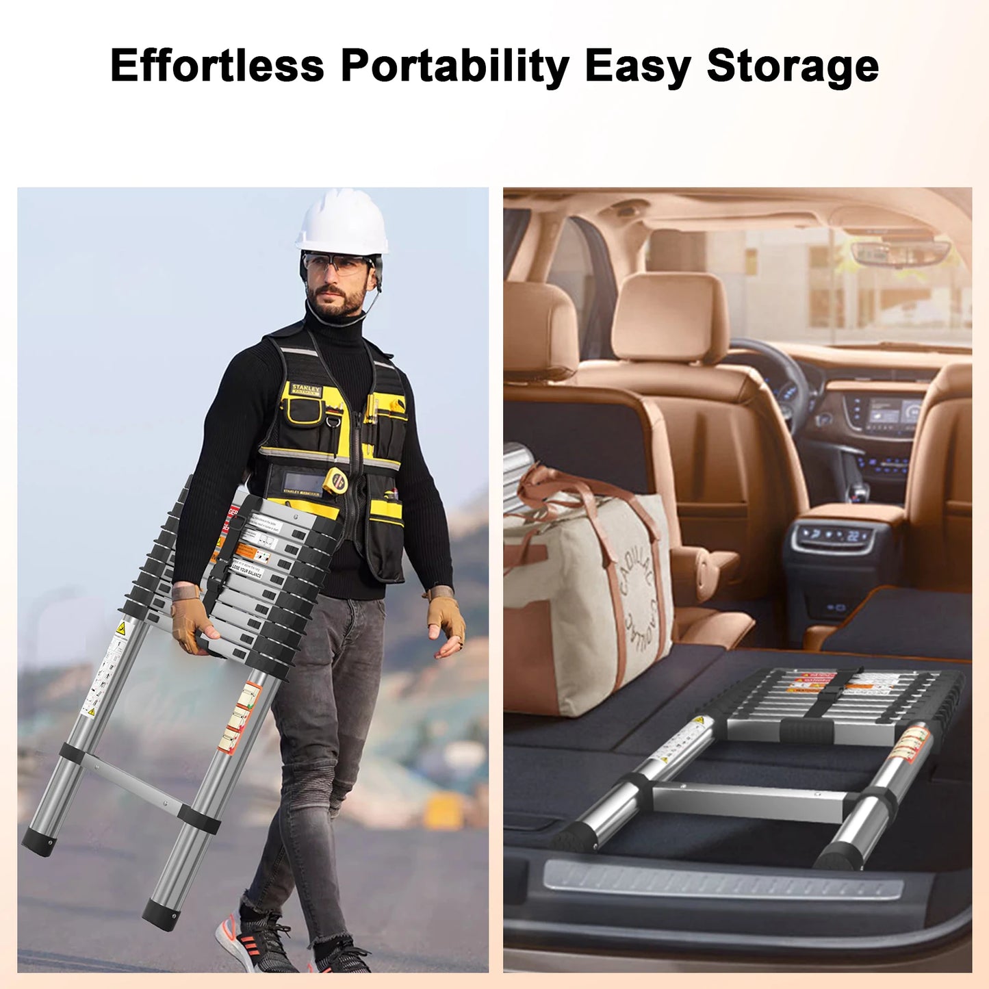 Telescopic Stainless Steel Ladder – 150kg Capacity, Extendable Folding Ladder for Home, Roof, RV & Maintenance